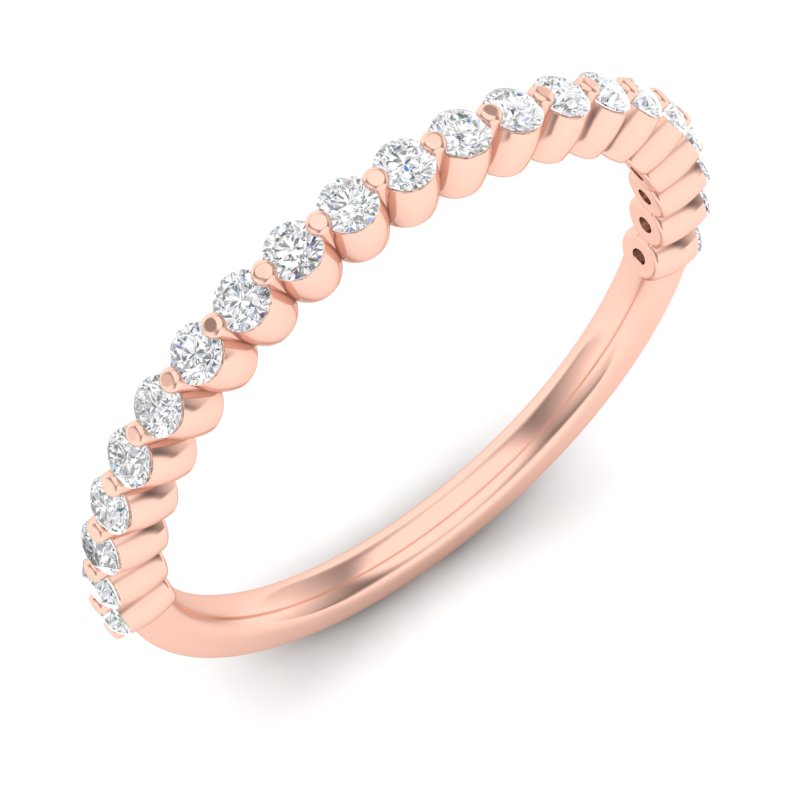 14K Gold Round Halfway Eternity Floating Set Lab Grown Diamond Wedding Band Ring - Abtin & Company