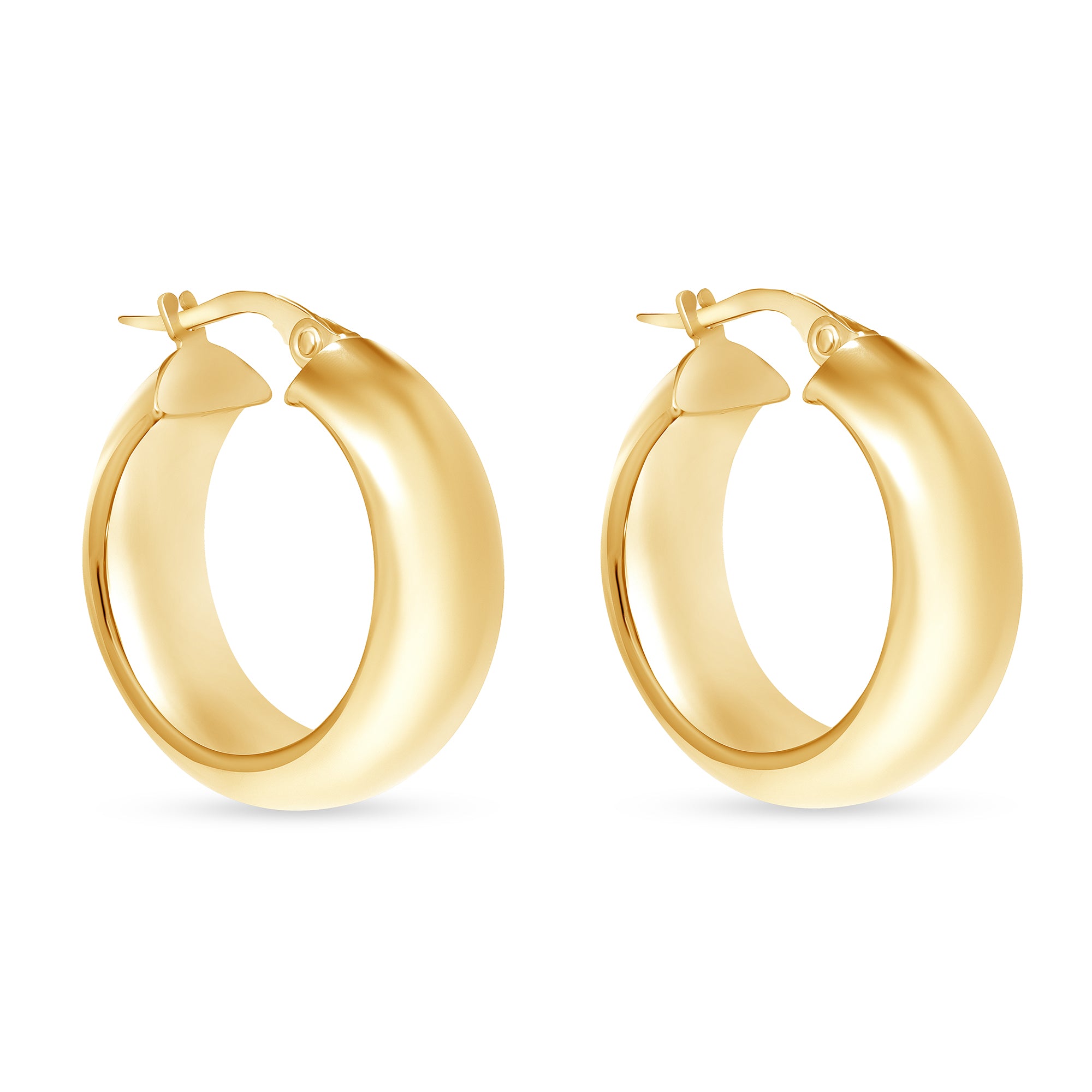 14K Gold Domed Hoop Earrings