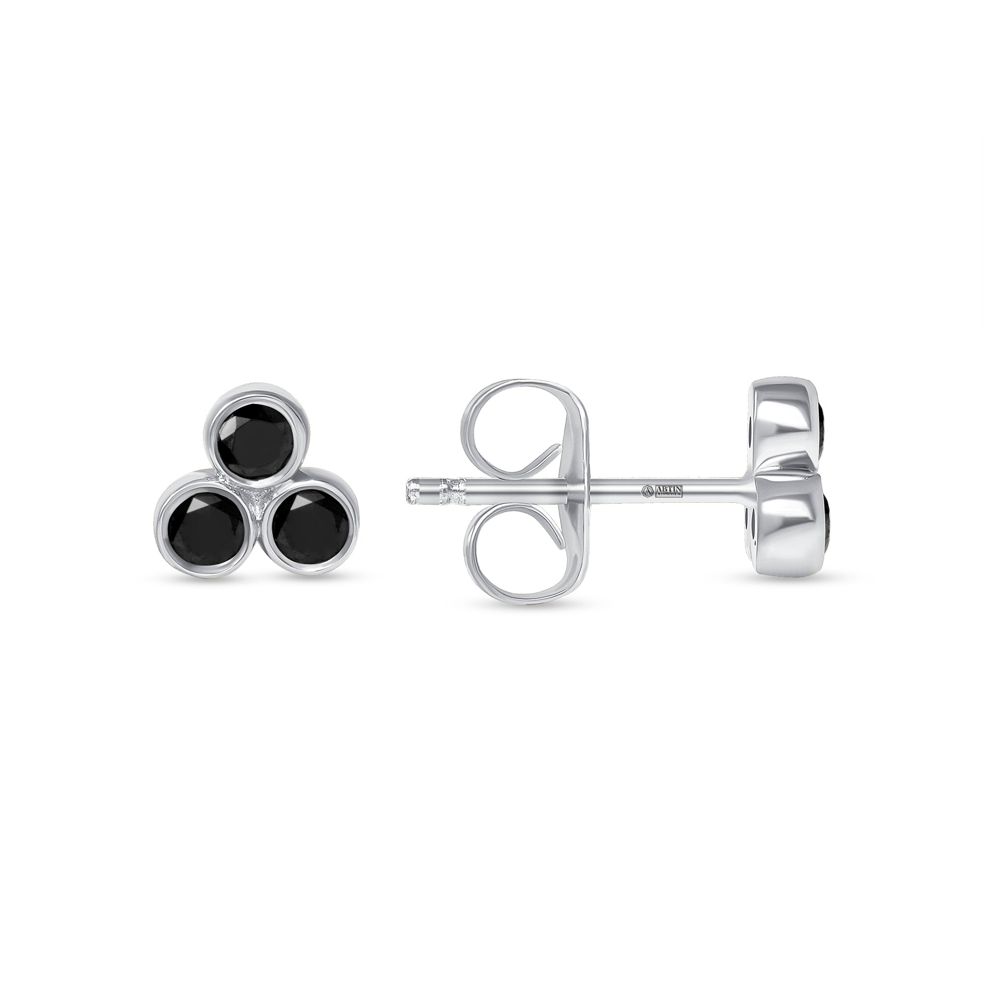 14K Gold Trio Black Diamond Stud Earrings - Abtin & Company