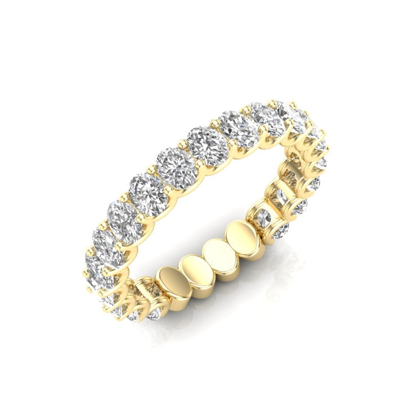 14K Gold Oval Cut Three Quarter Way Eternity U Prong Set Lab Grown Diamond Wedding Band Ring - Abtin & Company