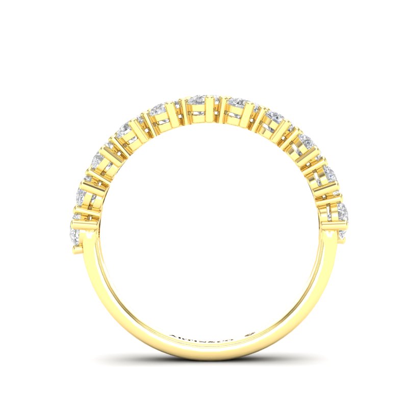 14K Gold Pear Cut Halfway Tilted Eternity Modern Prong Set Lab Grown Diamond Wedding Band Ring - Abtin & Company