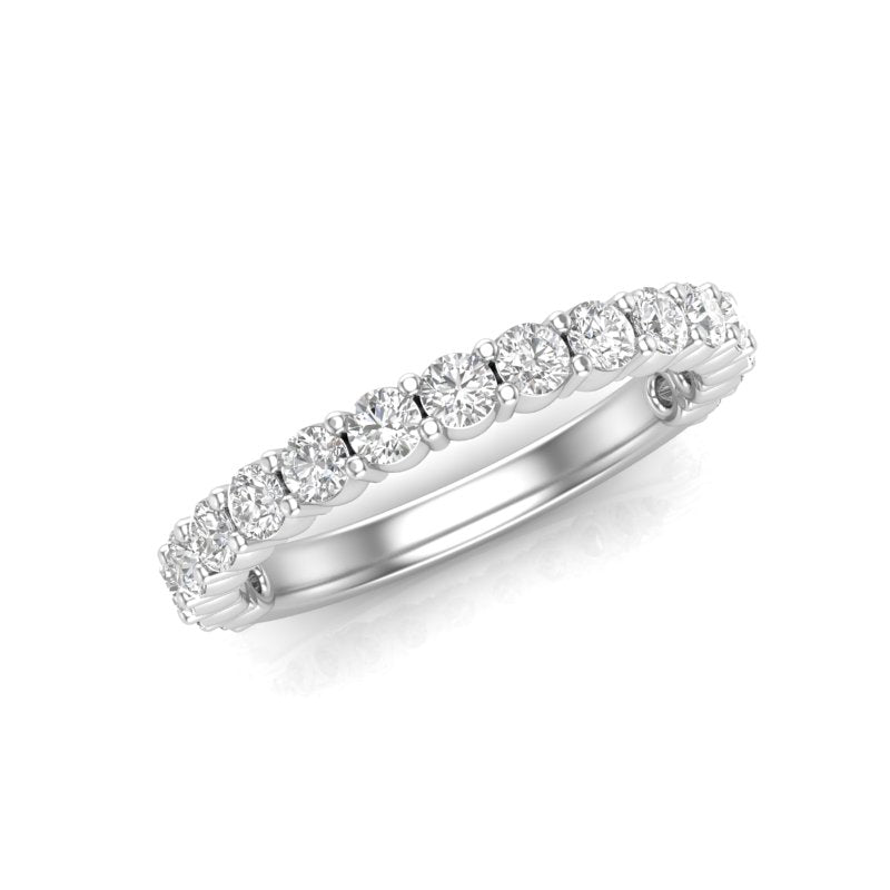 14K Gold Round Three Quarter Way Eternity Classic Prong Set Lab Grown Diamond Wedding Band Ring - Abtin & Company
