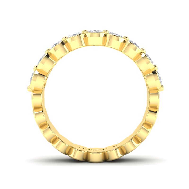 14K Gold Oval Cut Halfway Eternity Half Bezel Set Lab Grown Diamond Wedding Band Ring - Abtin & Company