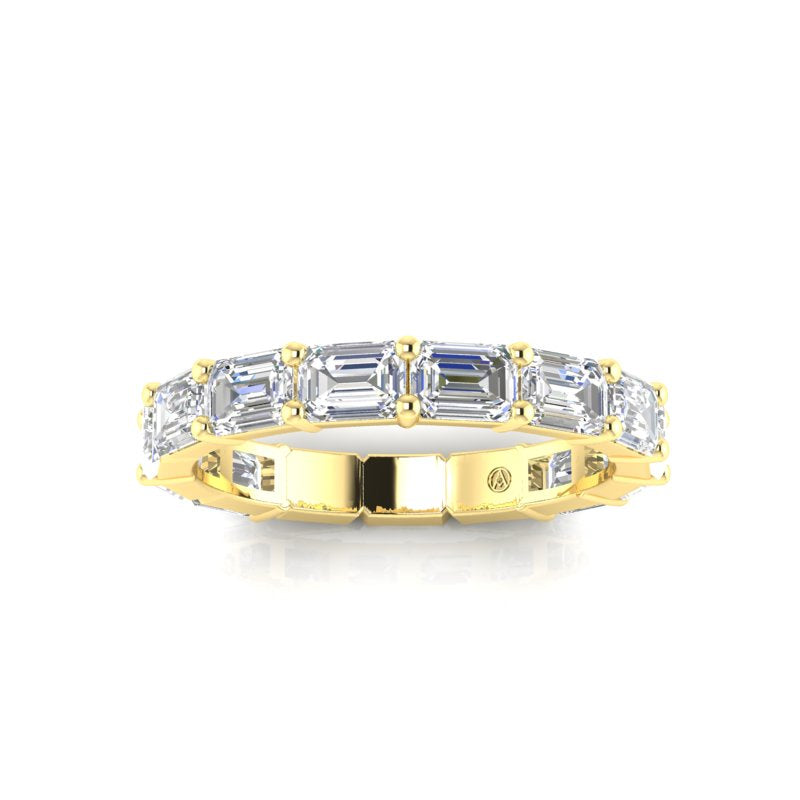 14K Gold Emerald Cut Three Quarter Way East West Eternity Prong Set Lab Grown Diamond Wedding Band Ring - Abtin & Company
