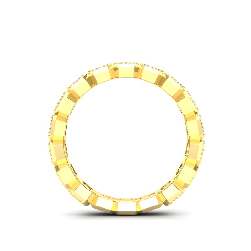 14K Gold Emerald Cut Three Quarter Way Vertical Eternity Milgrain Bezel Set Lab Grown Diamond Wedding Band Ring - Abtin & Company