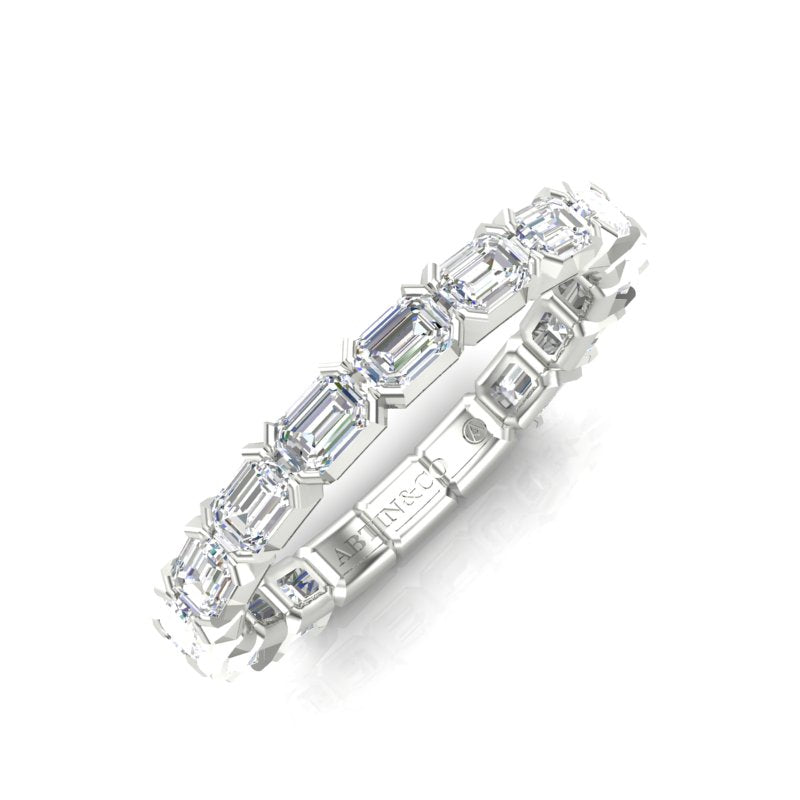 14K Gold Emerald Cut Three Quarter Way East West Eternity Modern Prong Set Lab Grown Diamond Wedding Band Ring - Abtin & Company