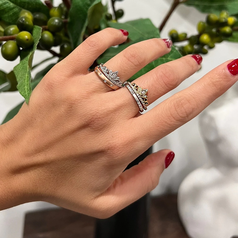 14k Gold Eternity Diamond Stackable Ring Wedding Band - Abtin & Company