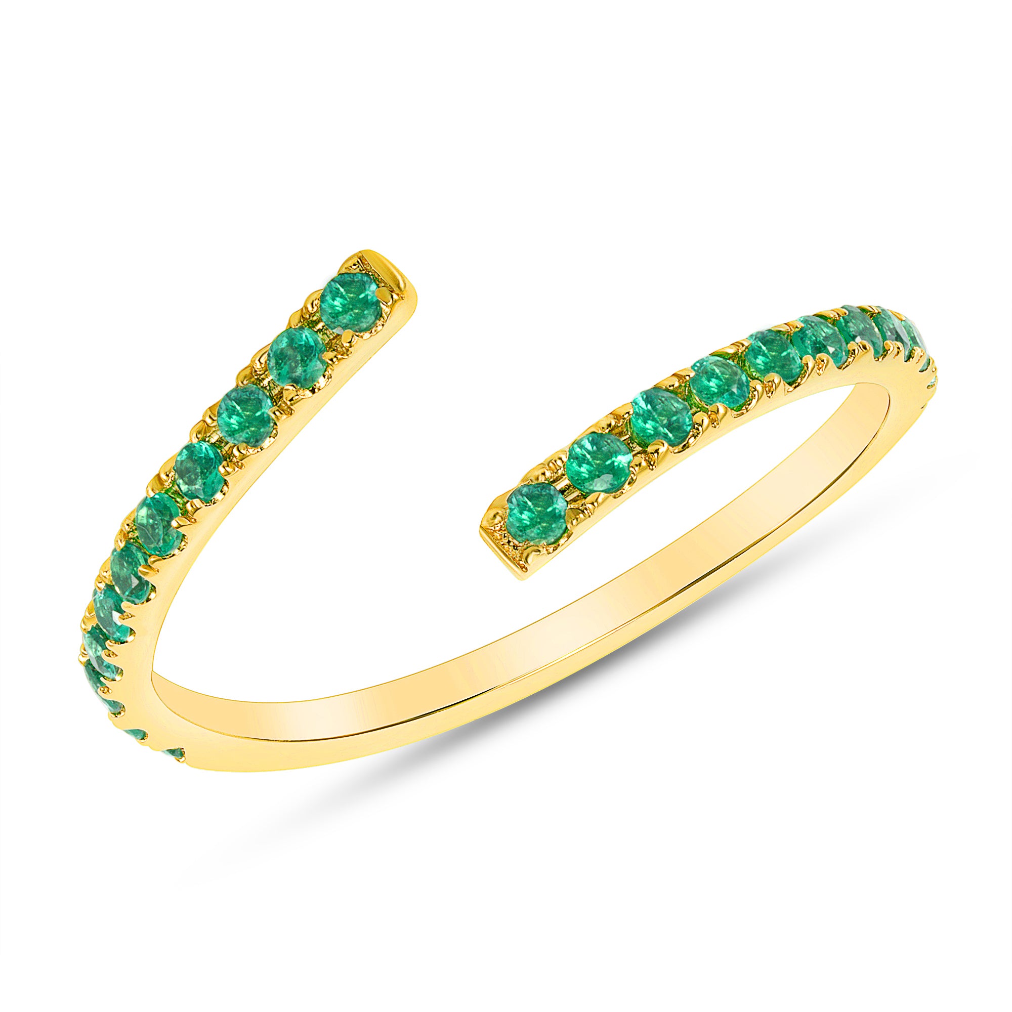 14K Yellow Gold Bypass Emerald Stackable Band - Abtin & Company