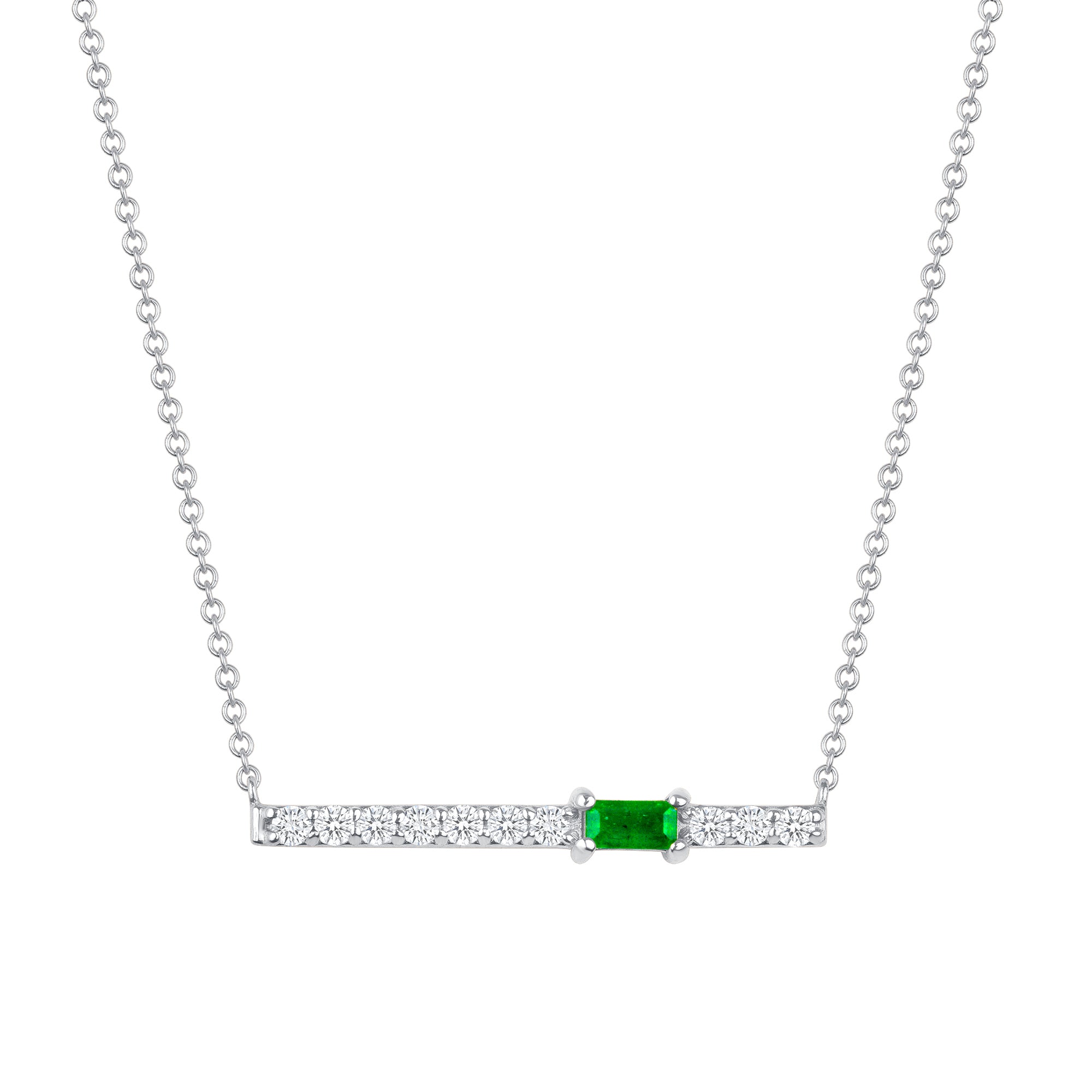 14K Gold Diamond and Emerald Bar Pendant - Abtin & Company