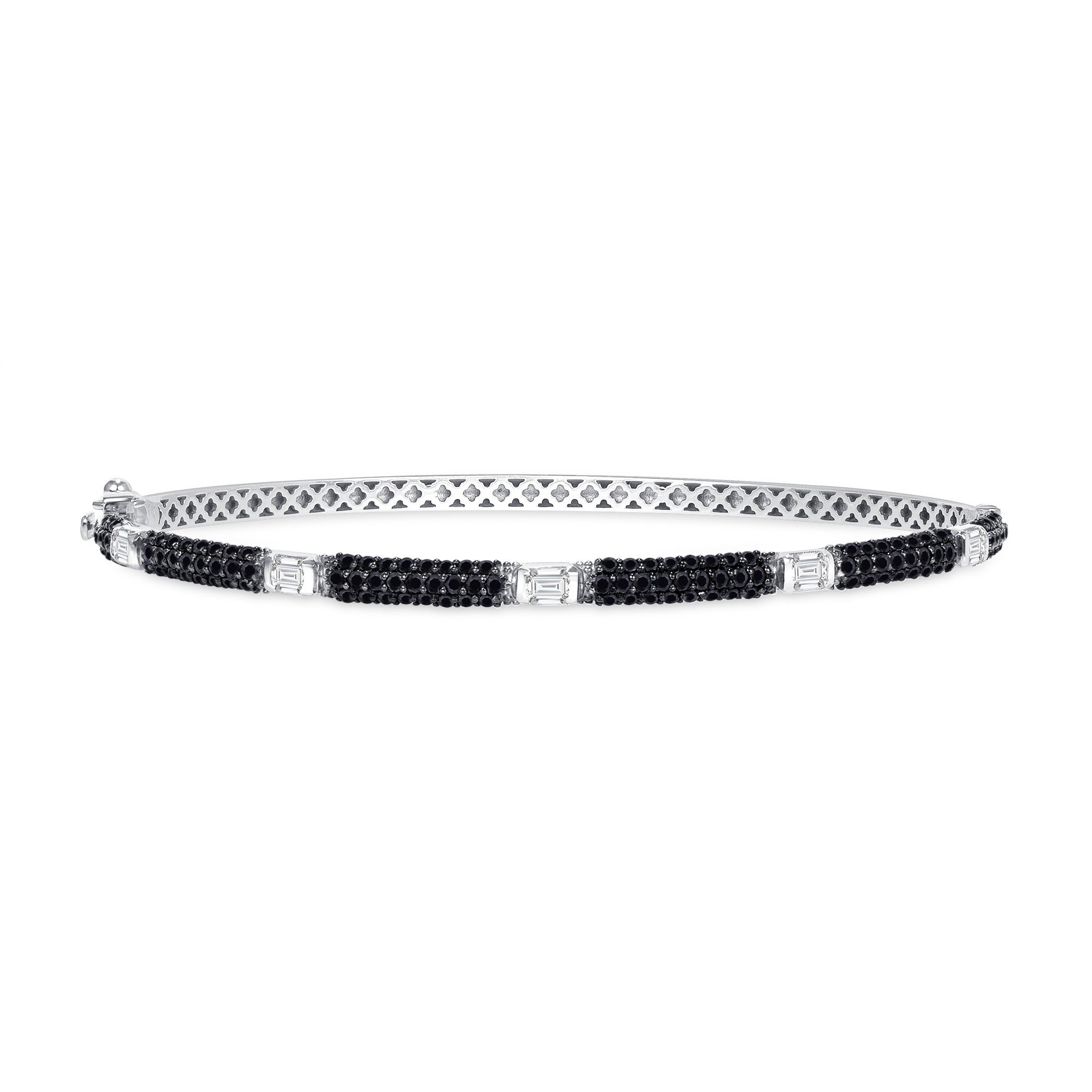 14K Gold Black Diamond and White Diamond Bangle - Abtin & Company