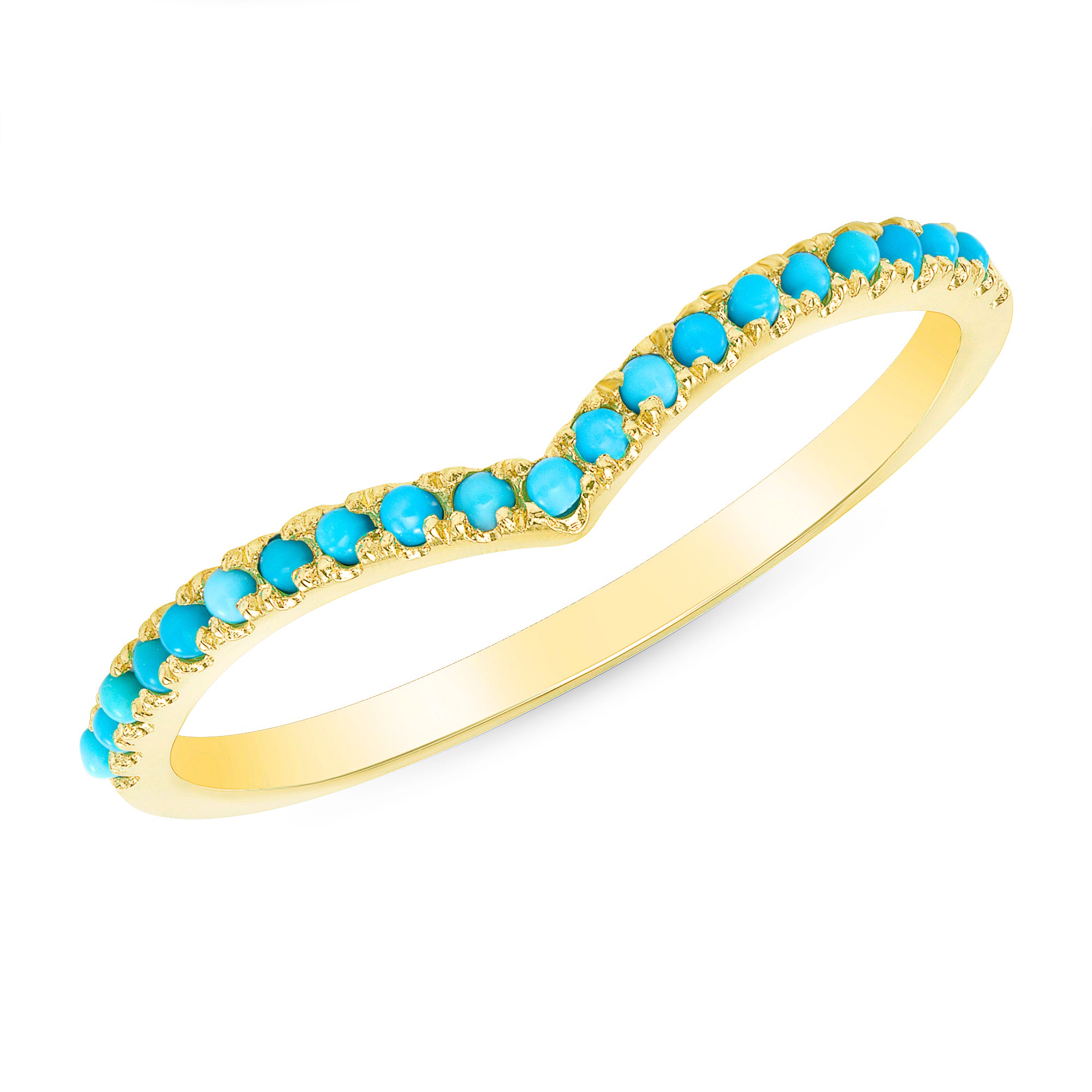 14K Turquoise V-Shaped Chevron Stacking Band - Abtin & Company