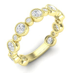 14K Gold Round Three Quarter Way Eternity Milgrain Alternating Bezel Set Lab Grown Diamond Wedding Band Ring - Abtin & Company 