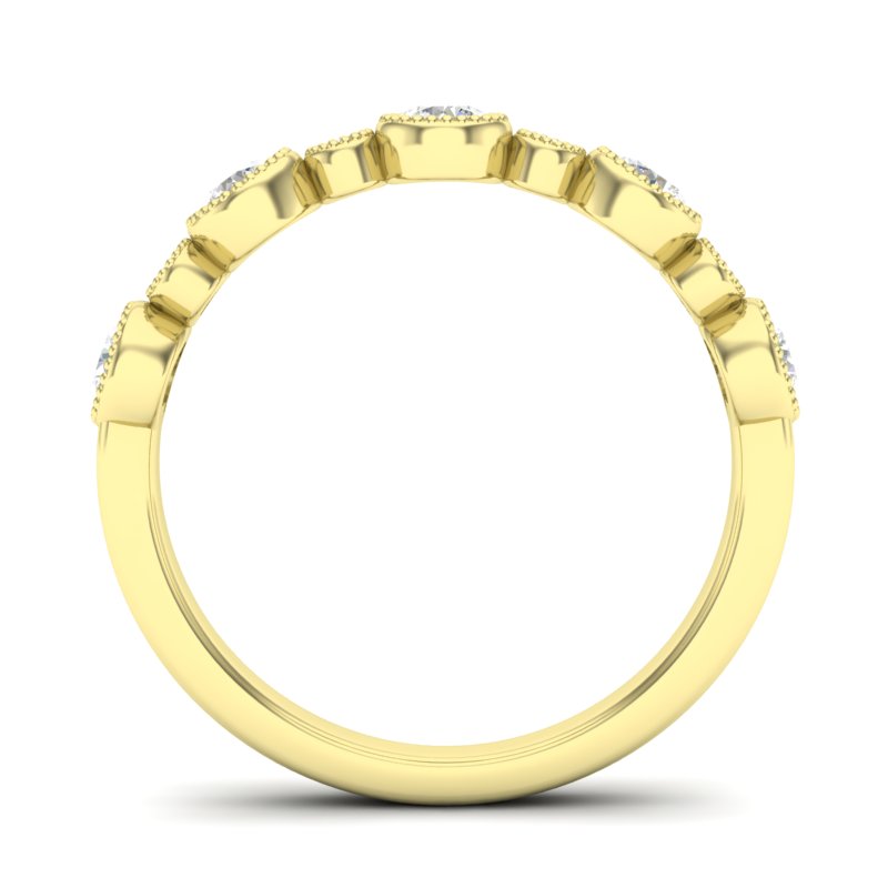 14k Gold Diamond Bezel-set Stackable Ring Wedding Band - Abtin & Company 