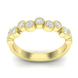14K Gold Round Halfway Eternity Milgrain Bezel Set Lab Grown Diamond Wedding Band Ring - Abtin & Company 