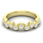 14K Gold Round Halfway Eternity Milgrain Bezel Set Lab Grown Diamond Wedding Band Ring - Abtin & Company 
