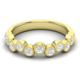 14K Gold Round Halfway Eternity Milgrain Bezel Set Lab Grown Diamond Wedding Band Ring - Abtin & Company 