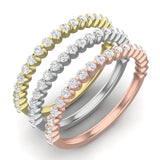 14K Gold Round Halfway Eternity Floating Set Lab Grown Diamond Wedding Band Ring - Abtin & Company 
