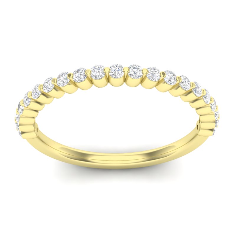 14K Gold Round Halfway Eternity Floating Set Lab Grown Diamond Wedding Band Ring - Abtin & Company 