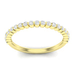 14K Gold Round Halfway Eternity Floating Set Lab Grown Diamond Wedding Band Ring - Abtin & Company 