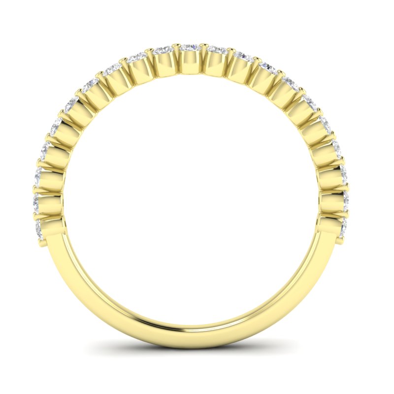 14K Gold Round Halfway Eternity Floating Set Lab Grown Diamond Wedding Band Ring - Abtin & Company 
