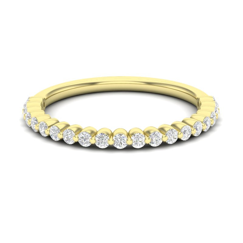 14K Gold Round Halfway Eternity Floating Set Lab Grown Diamond Wedding Band Ring - Abtin & Company 