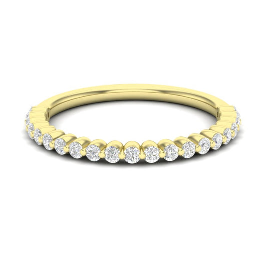 14K Gold Round Halfway Eternity Floating Set Lab Grown Diamond Wedding Band Ring - Abtin & Company 
