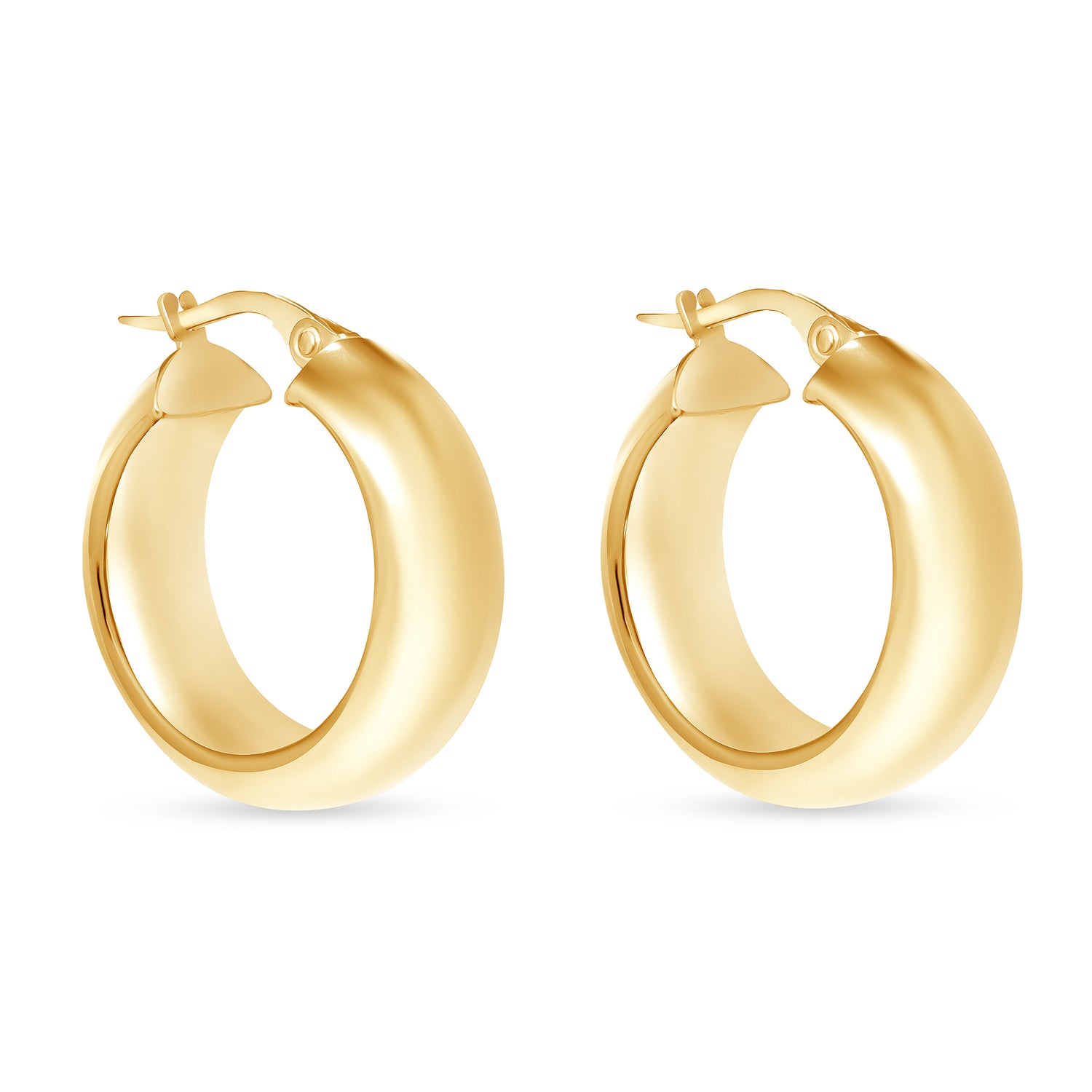 14K Gold Domed Hoop Earrings