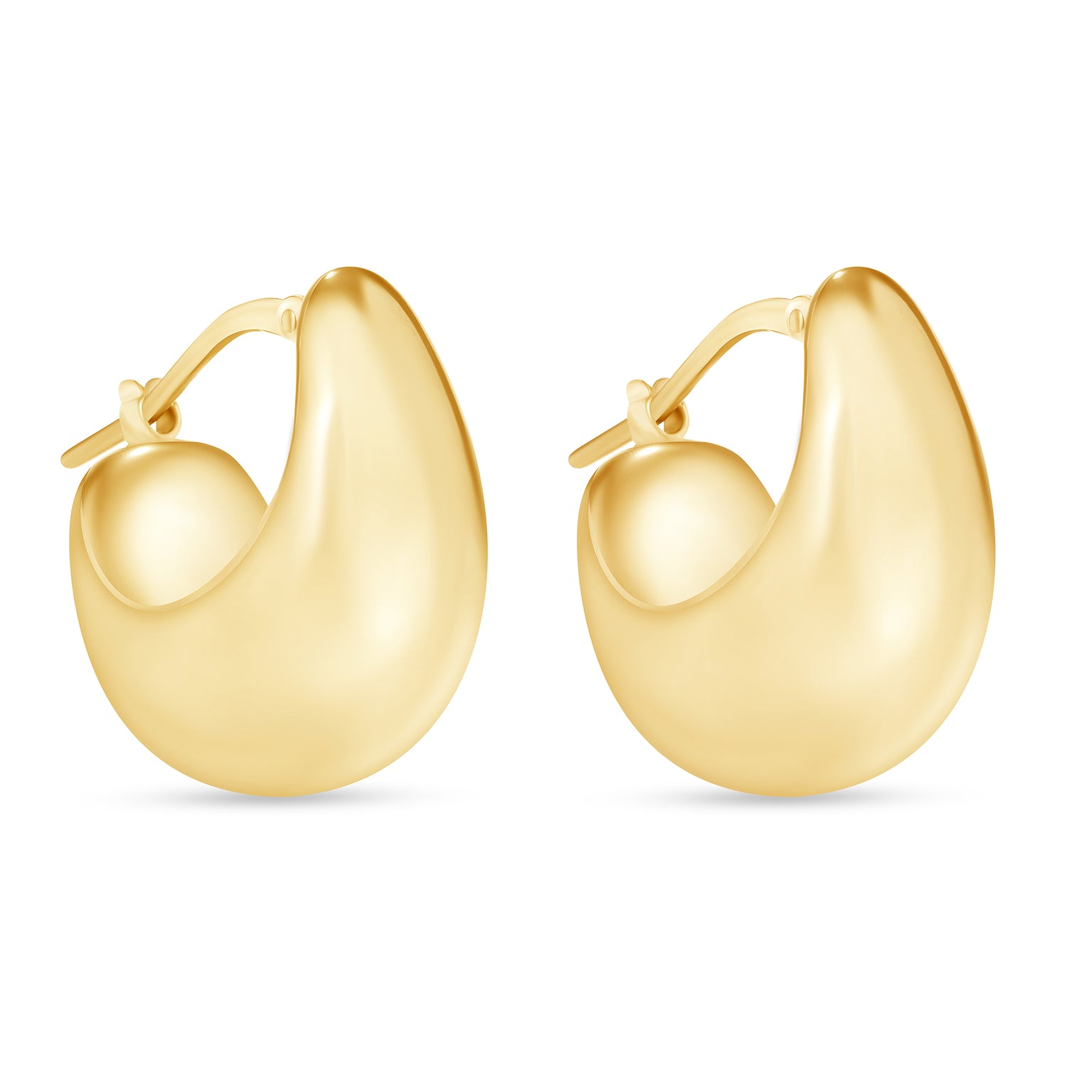 14K Chunky Teardrop Huggie Earrings