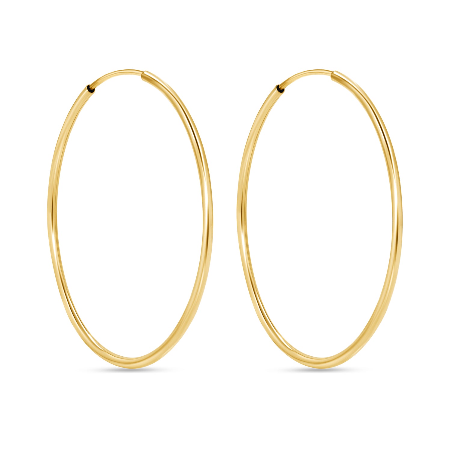 14K Gold Endless Medium Tube Hoop earrings