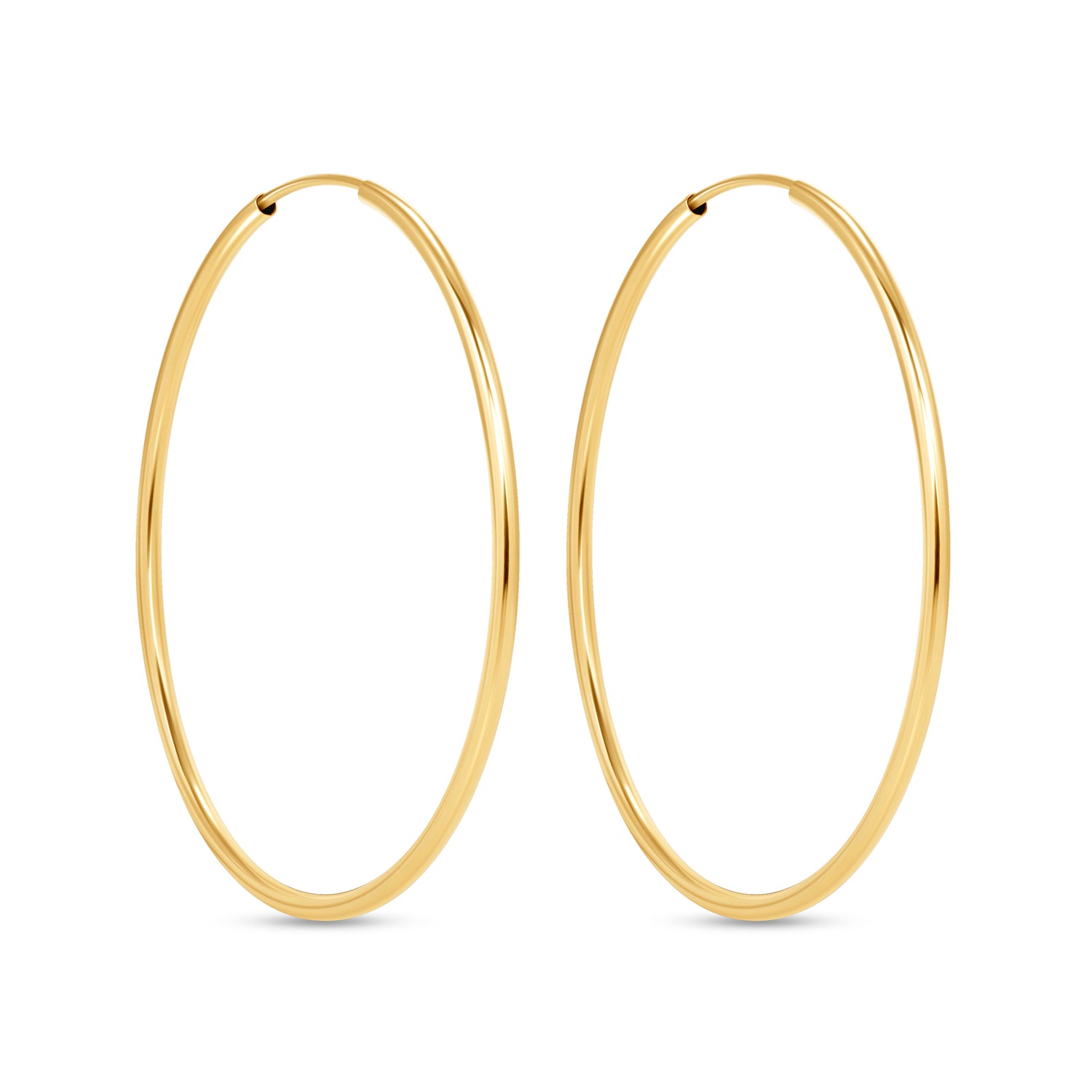 14K Gold Endless Large Tube Hoop earrings