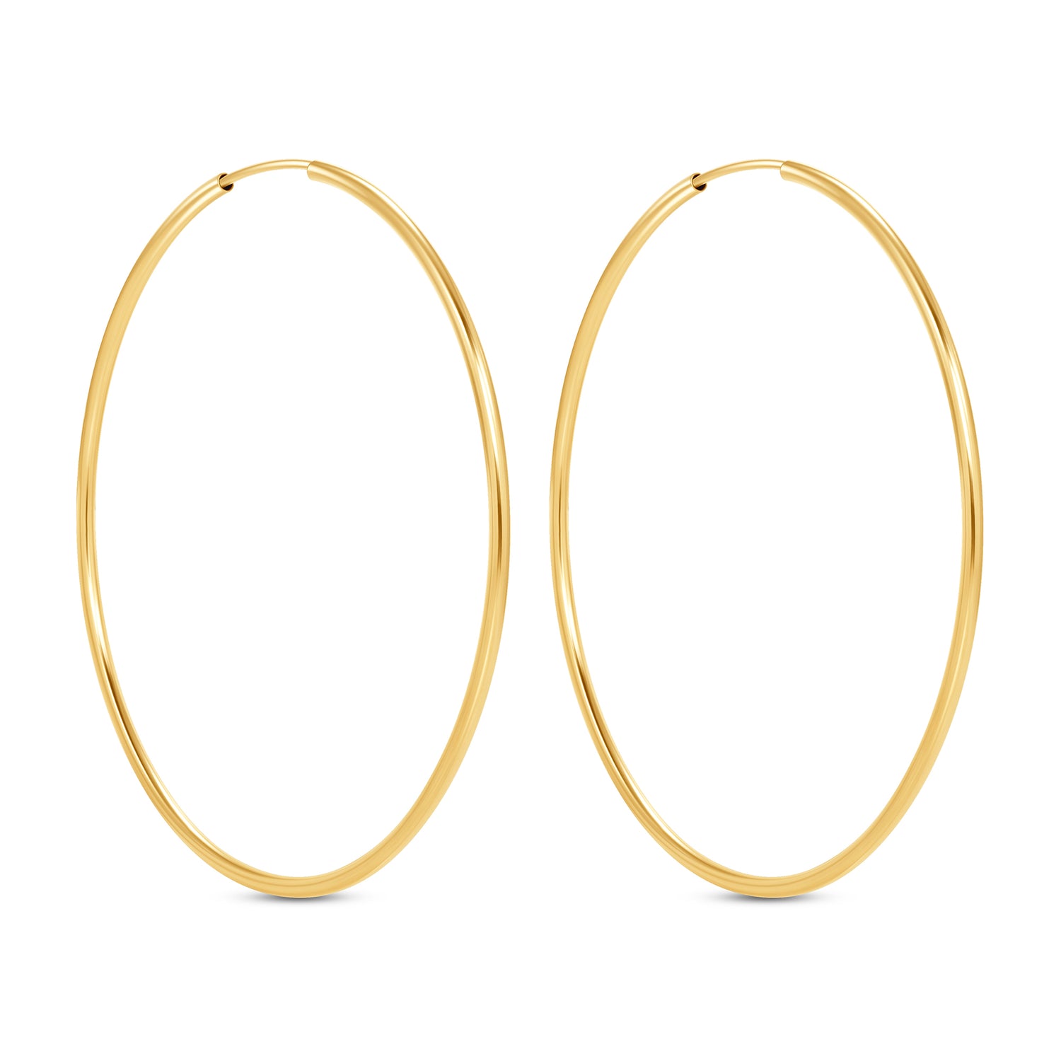 14K Gold Endless Large Tube Hoop earrings