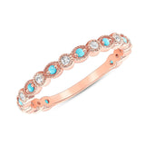 14K Diamond and Turquoise Milgrain vintage Stacking ring - Abtin & Company 