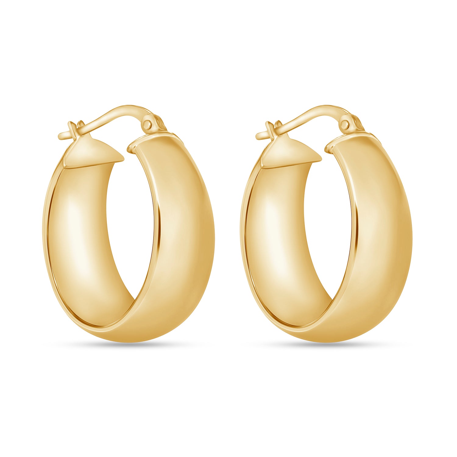 14K Gold Small Wide Hoop Earrings
