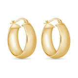 14K Gold Small Wide Hoop Earrings