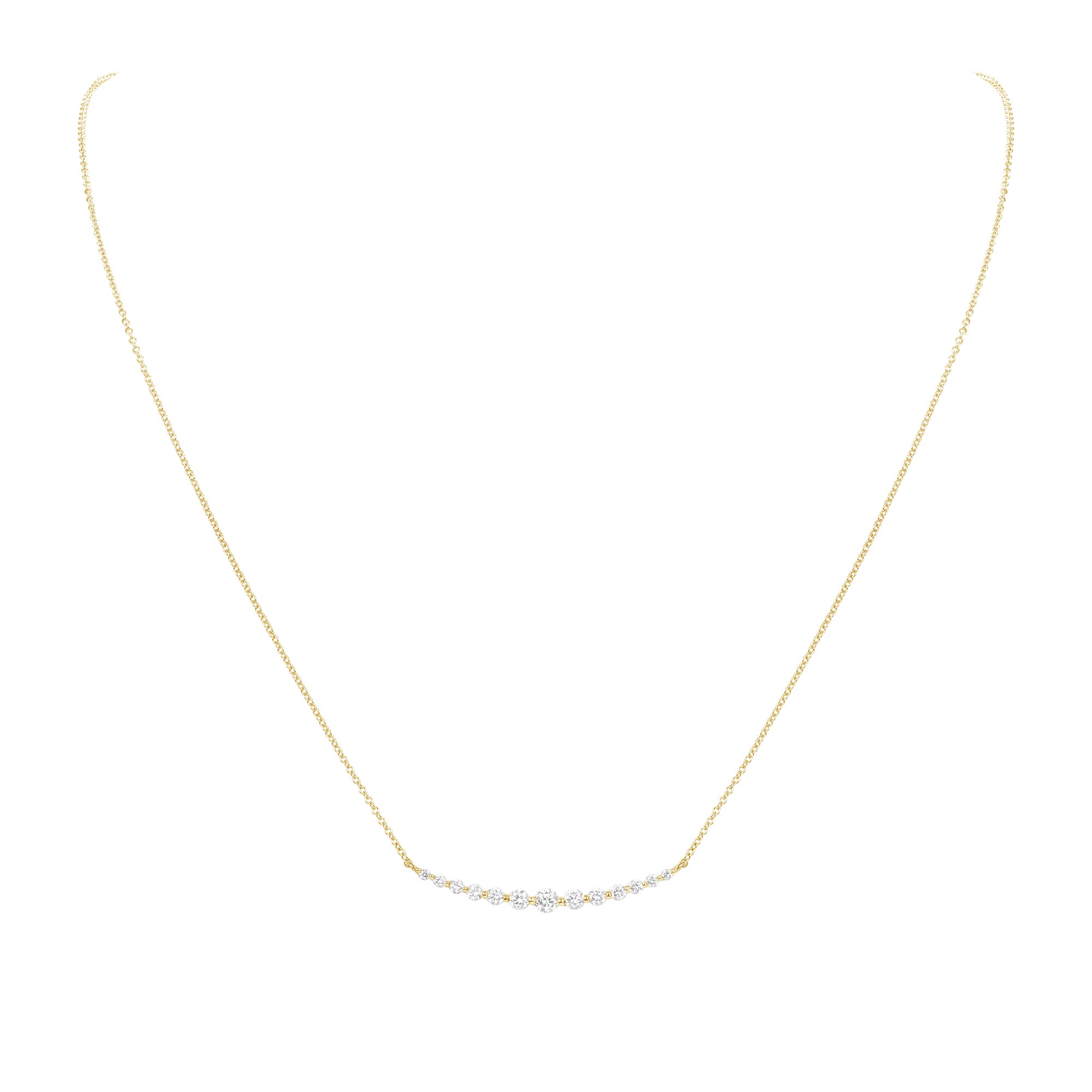 14K Gold Floating Diamond Smile Pendant - Abtin & Company 