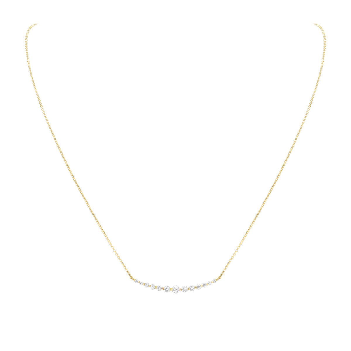 14K Gold Floating Diamond Smile Pendant - Abtin & Company 