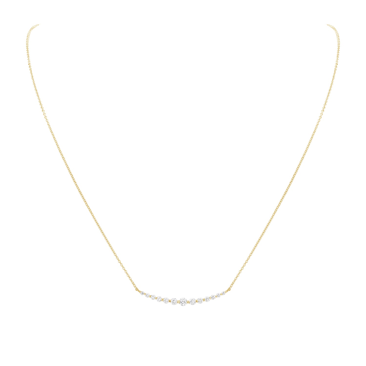 14K Gold Floating Diamond Smile Pendant - Abtin & Company 