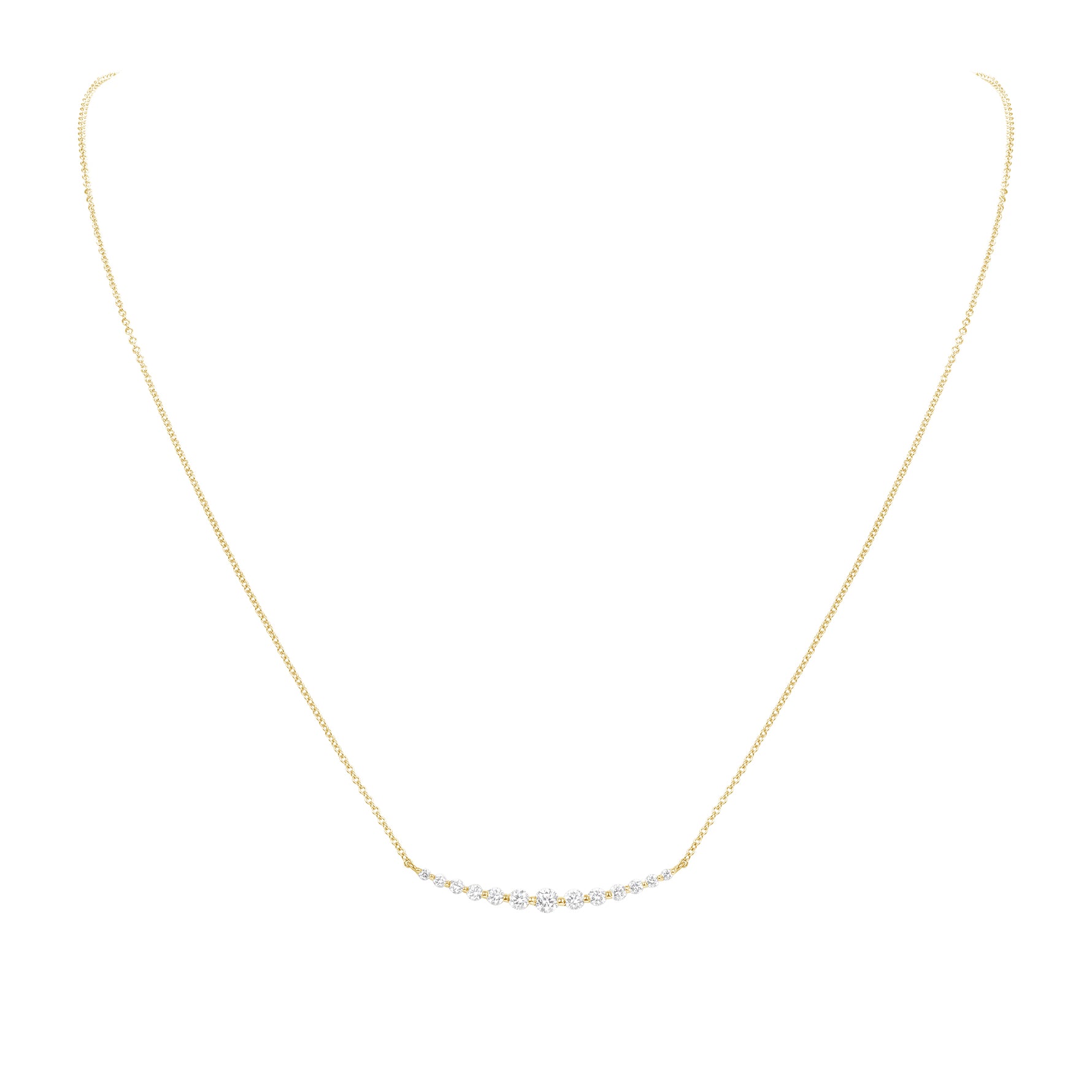 14K Gold Floating Diamond Smile Pendant - Abtin & Company 
