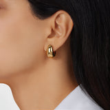 14K Chunky Teardrop Huggie Earrings