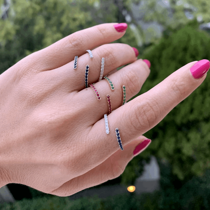 14K Gold Diamond Bypass Stackable Fashion Ring - Abtin & Company 