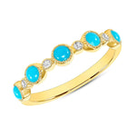 14k Alternate Diamond and Turquoise Bezel Set Stackable Ring Band Ring ABB-104.1-TQD GGDB-104.1-TQD - Abtin & Co.