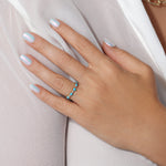 14k Alternate Diamond and Turquoise Bezel Set Stackable Ring Band Ring ABB-104.1-TQD GGDB-104.1-TQD - Abtin & Co.