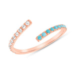 14K Diamond and Turquoise Bypass Open Ring Ring ABB-272-TQD  - Abtin & Co.