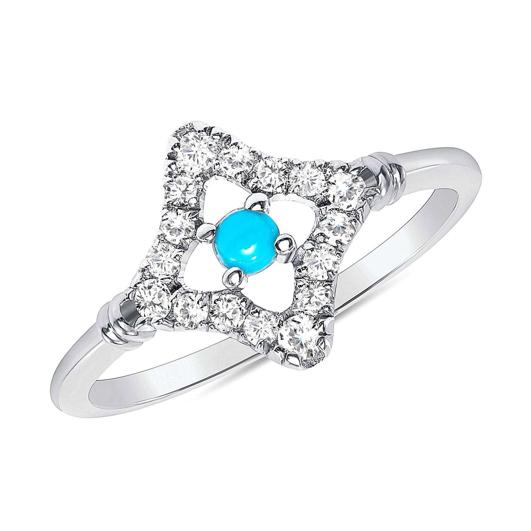 14K Diamond and Turquoise Geometric Fashion Ring Ring ABB-224-TQD  - Abtin & Co.
