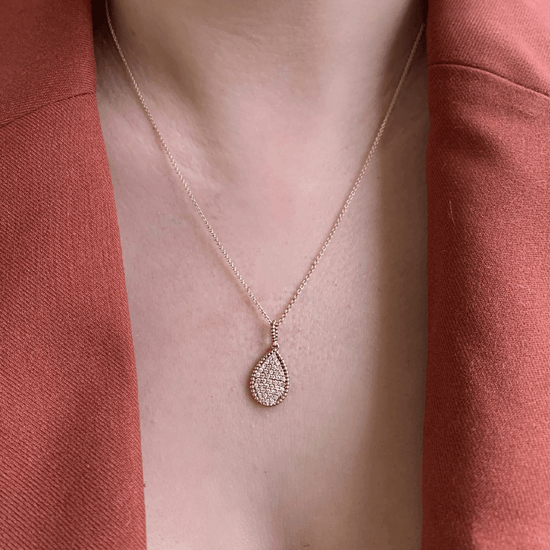 14K Diamond Pear Shaped Pendant/Diamond Tear-drop Pendant Pendant ABP-110-D-1  - Abtin & Co.