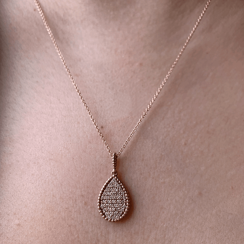 14K Diamond Pear Shaped Pendant/Diamond Tear-drop Pendant Pendant ABP-110-D-1  - Abtin & Co.