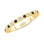 14K Gold Alternate Black Diamond & Diamond Bezel Stacking Ring Ring ABB-166-BDD-1  - Abtin & Co.