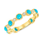 14K Gold Alternate Diamond and Turquoise Bezel Set Stacking Ring Ring ABB-104.2-TQD  - Abtin & Co.