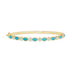 14K Gold Alternate Diamond Clover & Turquoise Bangle Bangle ABA-23-TQD -1  - Abtin & Co.
