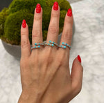 14K Gold Alternate Diamond & Turquoise Bezel Bypass Ring Band Ring ABB-619V1Y-TQD  - Abtin & Co.